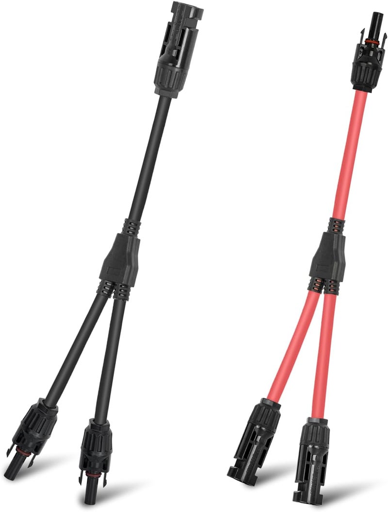 letivay 2 to 1 Solar Panel Connectors Y Branch Universal 10 AWG Solar Connectors (Red & Black) - Image 1